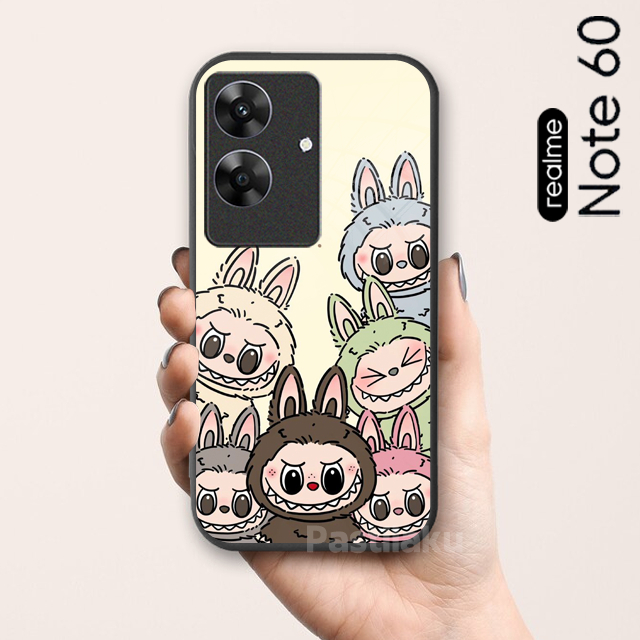 Softcase Glass Glossy [SF181] Realme Note 60 Motif Labubu Casing Handphone Aksesoris HP Realme Terba
