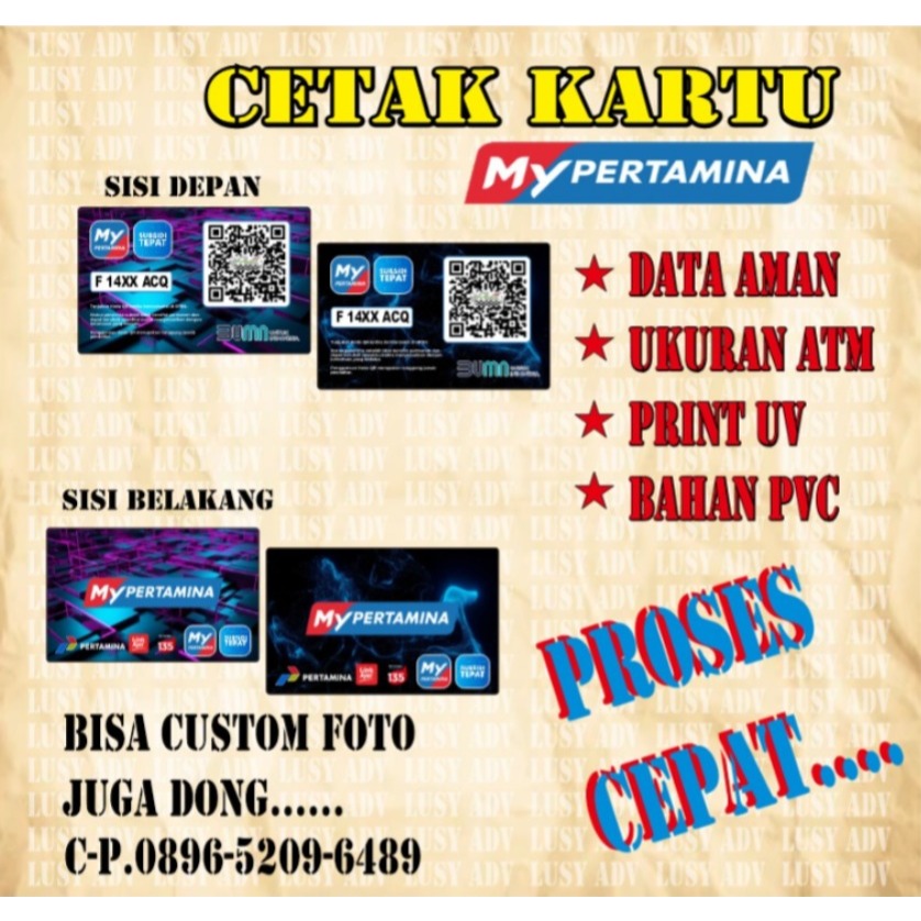 

CETAK KARTU PRINT UV MYPERTAMINA / BAHAN PVC / ID CARD / INSTANT