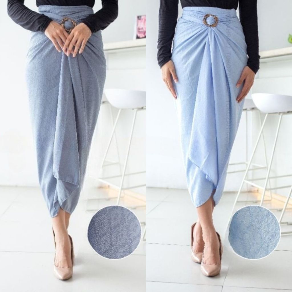 Kain Lilit Rok Serut Samping Polos Dobby Bawahan Kebaya Modern Black & Warna Lain