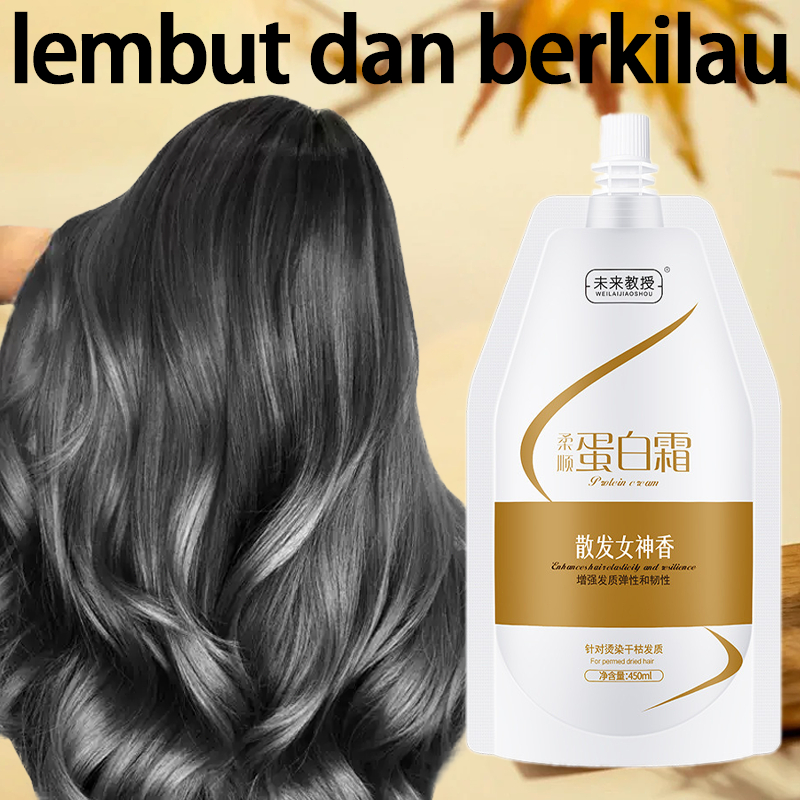 Krim Protein Rambut Lembut 500ML Memperbaiki Rambut Rusak Smoothing frizz Meningkatkan Rambut