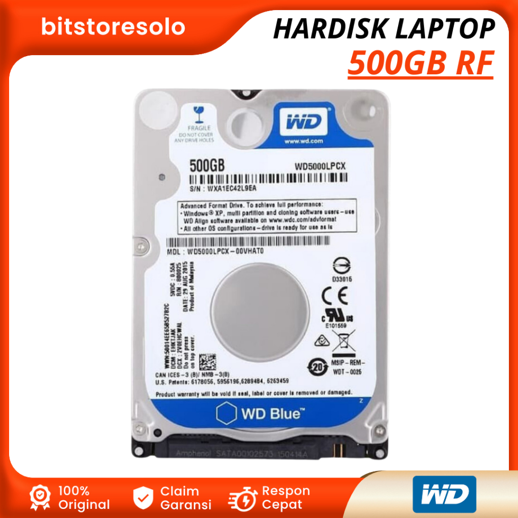 Hardisk Laptop  WD Blue 500GB Hard Disk Drive 5400 RPM SATA 3 RF