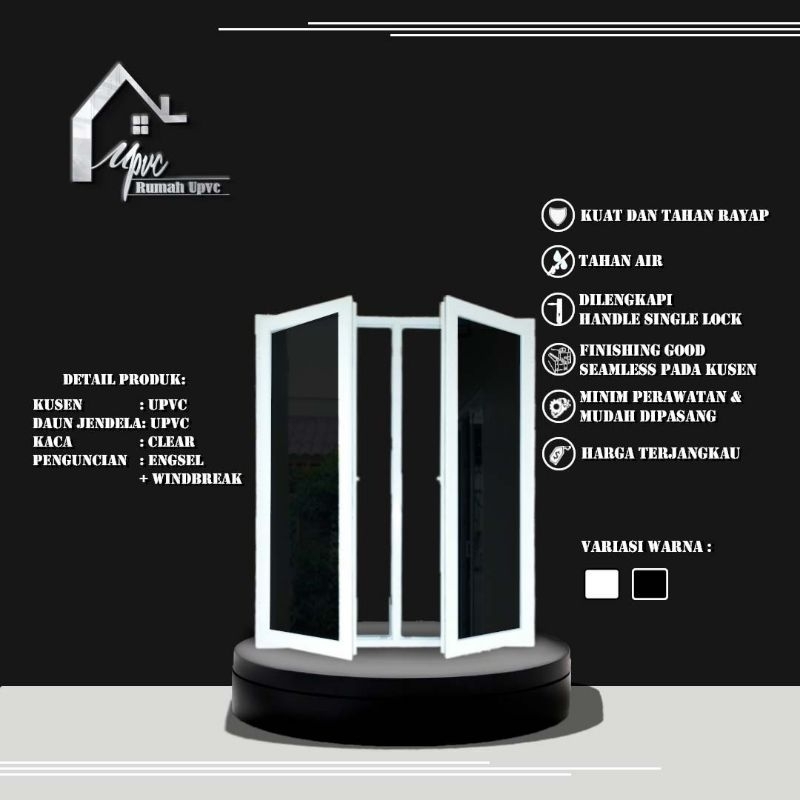 JENDELA SWING 2 DAUN PUTIH UPVC PREMIUM