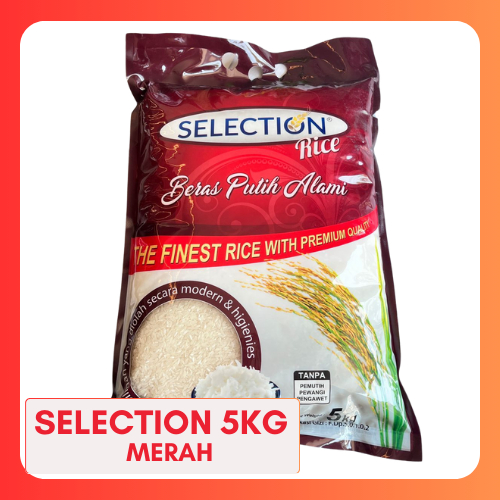 

BERAS SELECTION MERAH @5KG (Beras pulen, Beras putih, Beras wangi)