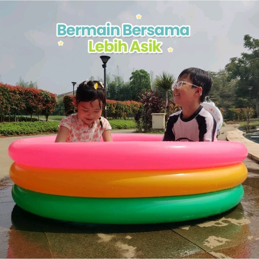 DD - Kolam Renang Besar Tiup Anak Rainbow Bulat 85 x 35 Cm - Round Inflatable Swimming Pool 85 x 35 