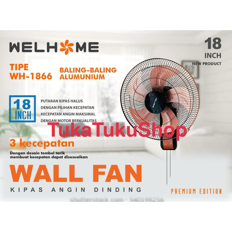 Kipas Angin Dinding 18Inch Welhome 1866