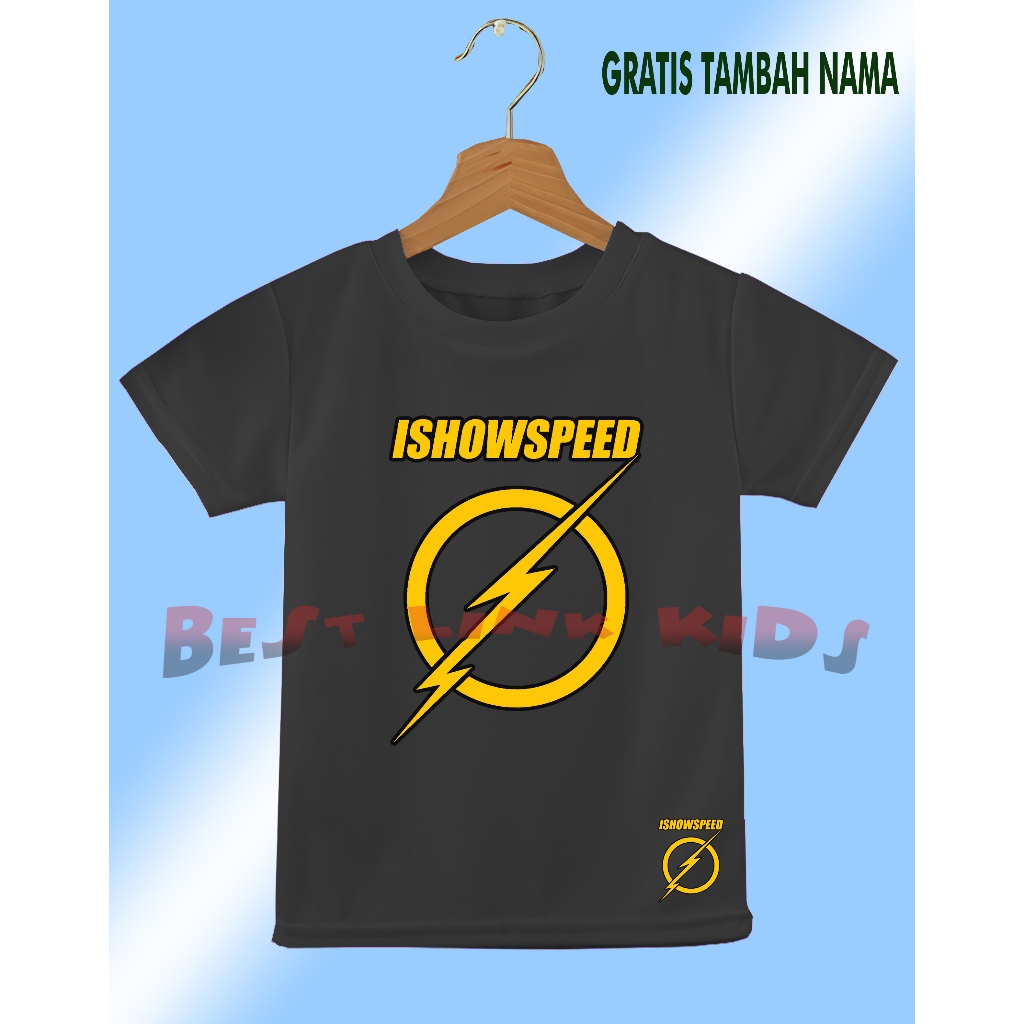 Kaos Atasan Anak IshowSpeed Logo Free Nama