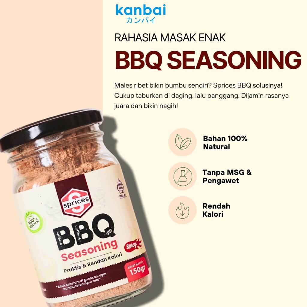 

Spicy BBQ Bumbu Marinasi Diet Rendah Kalori Serba Guna 150g No MSG Bahan Natural