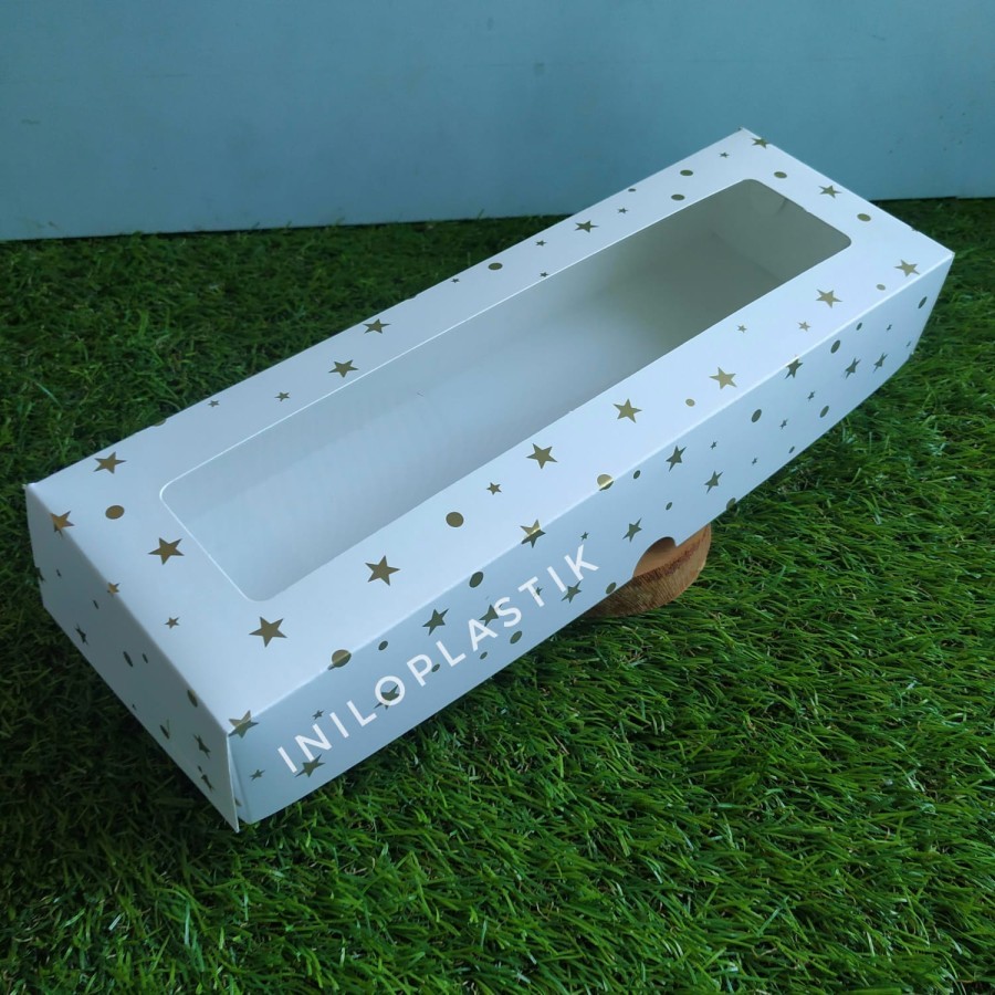 

Box 10x30x5 / Dus Motif / Kotak Kue Brownies Motif / Box Window White