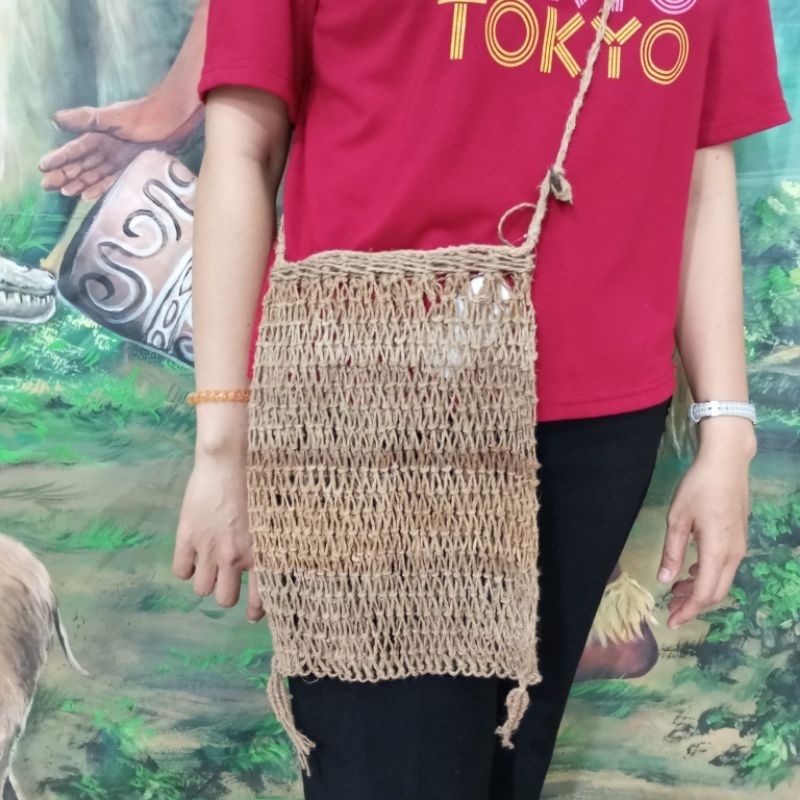 Tas Noken Papua Polos Rajutan Akar Kayu Selempang Termurah Bisa COD
