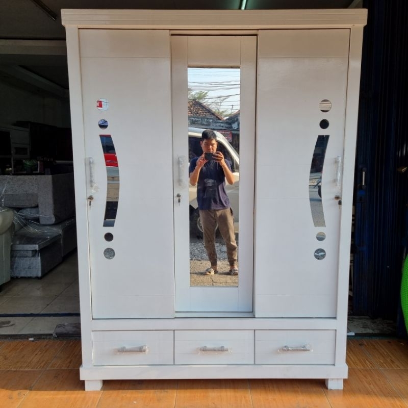 RM499 (Lemari 3 Pintu Sliding) Lemari Pintu Geser Murah Minimalis