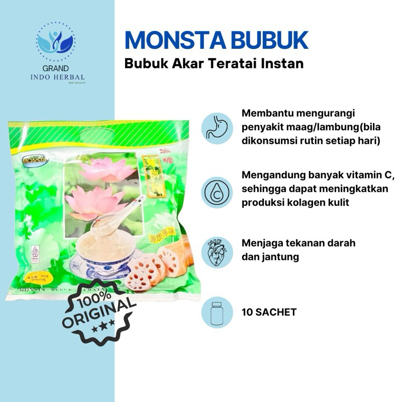 

Monsta Minuman Serbuk Bubuk Tepung Pati Akar Teratai instan 300 gram