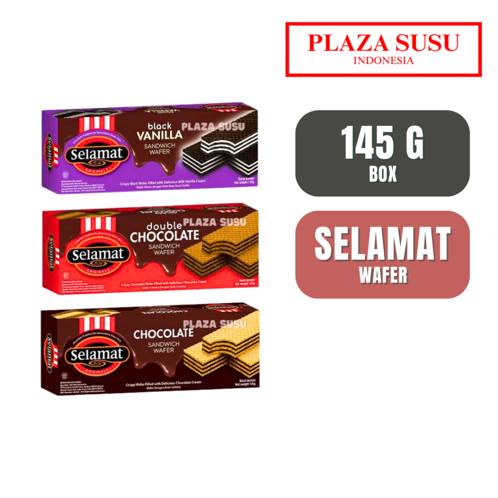 

CAMILAN WAFER SELAMAT JAJAN COKELAT DOUBLE CHOCO WAFER BLACK VANILLA CHOCOLATE 145 G