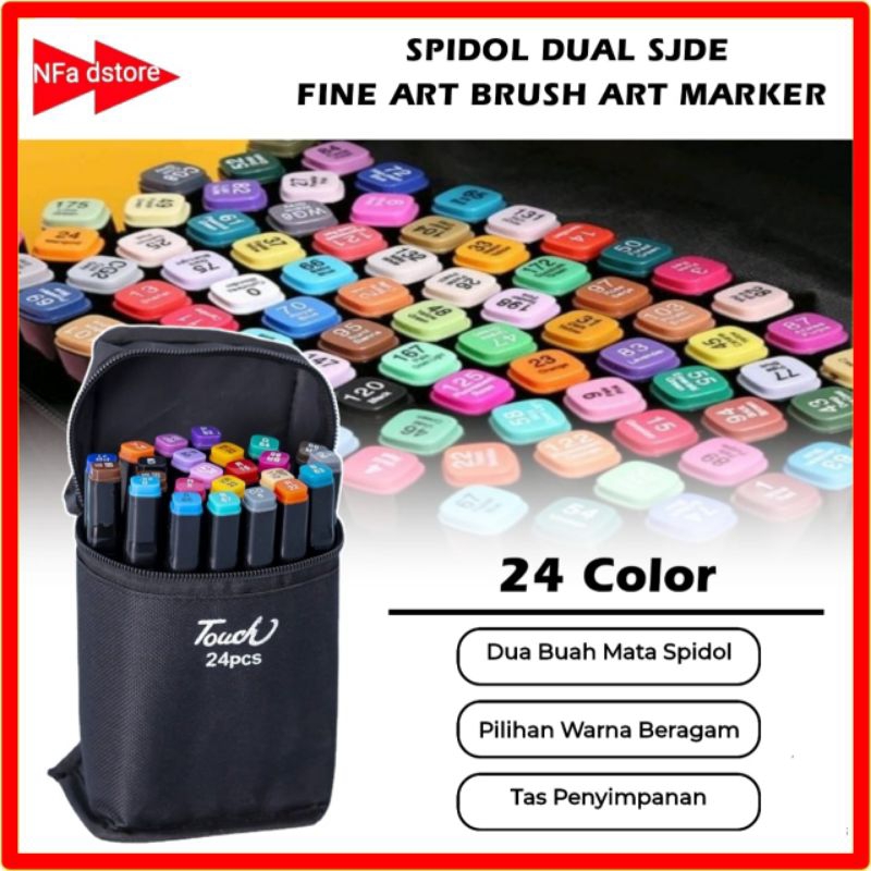 

Spidol Dual Side Fine Art Brush Art Marker Set 1.0 and 6.0 mm Tip
