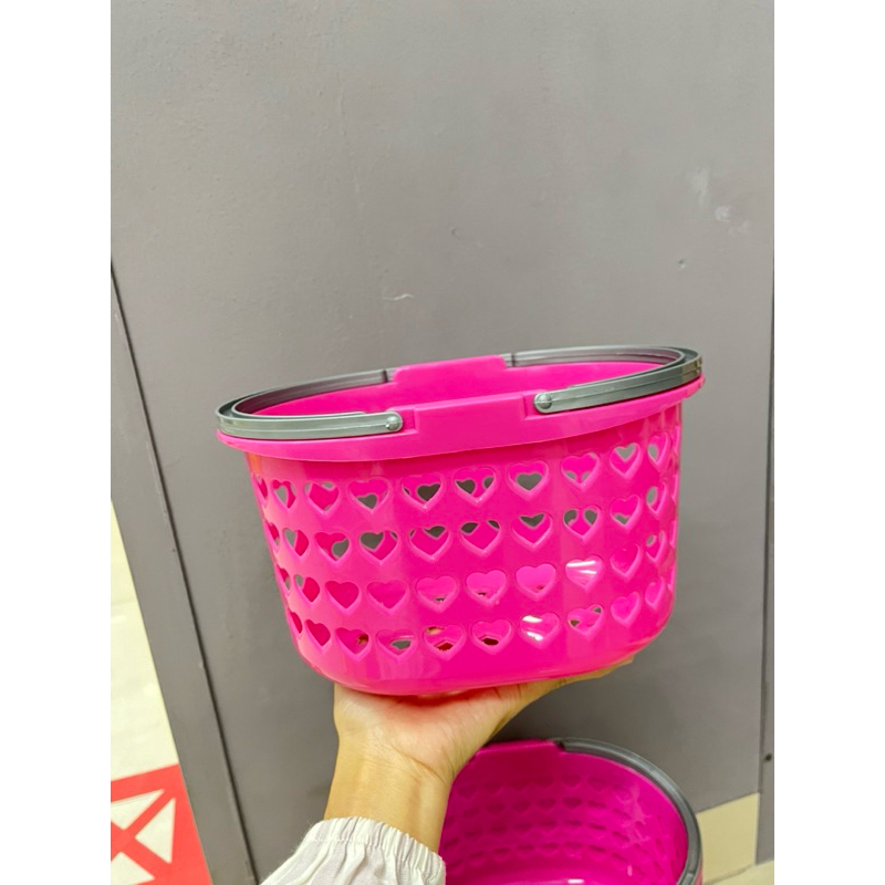 KERANJANG JINJING/KERANJANG SABUN LOVE PINK/KERANJANG SERBAGUNA GAGANG PINK