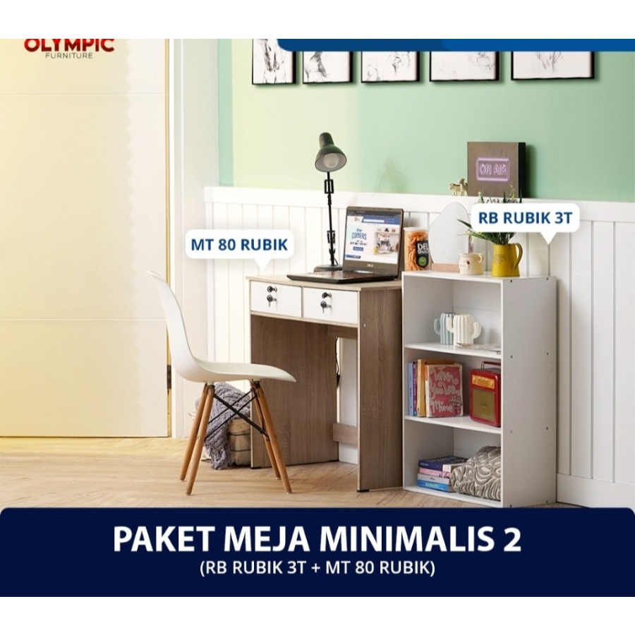Meja Kerja + Rak Susun / Olympic Paket Meja Minimalis 2