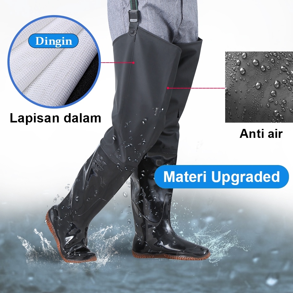 Model Baru Sepatu Boots Karet Anti Keong Sawah Petani Panjang Sampai Paha Lapis Ganda Lembut