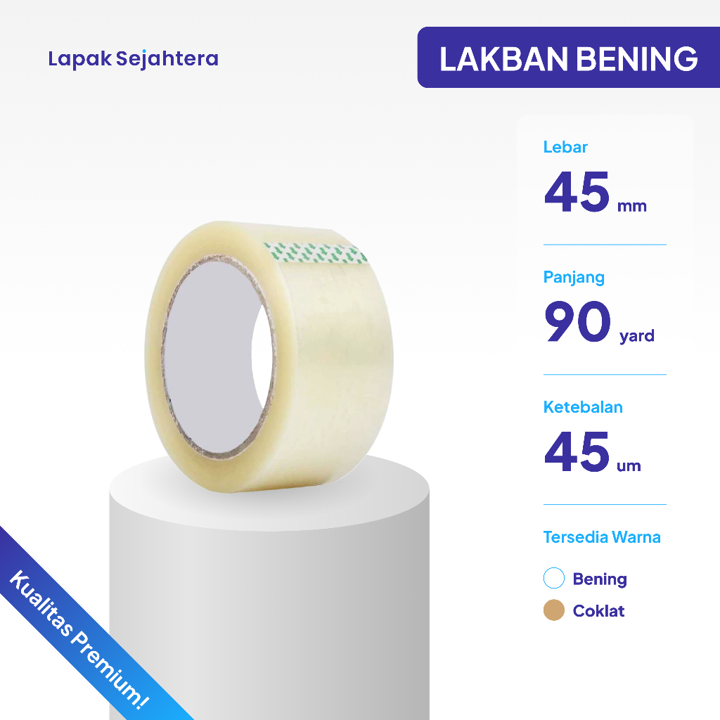 

LAKBAN BENING TRANSPARAN 45MM X 90 YARD SUPER PREMIUM 48 MICRON ISI 6 PCS