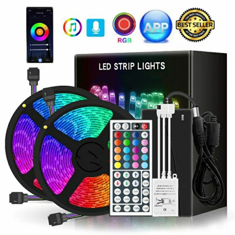 LED strip 2835 / 5050 10 meter RGB 2835 lengkap dengan remote / lampu led remote 10m / led strip RGB