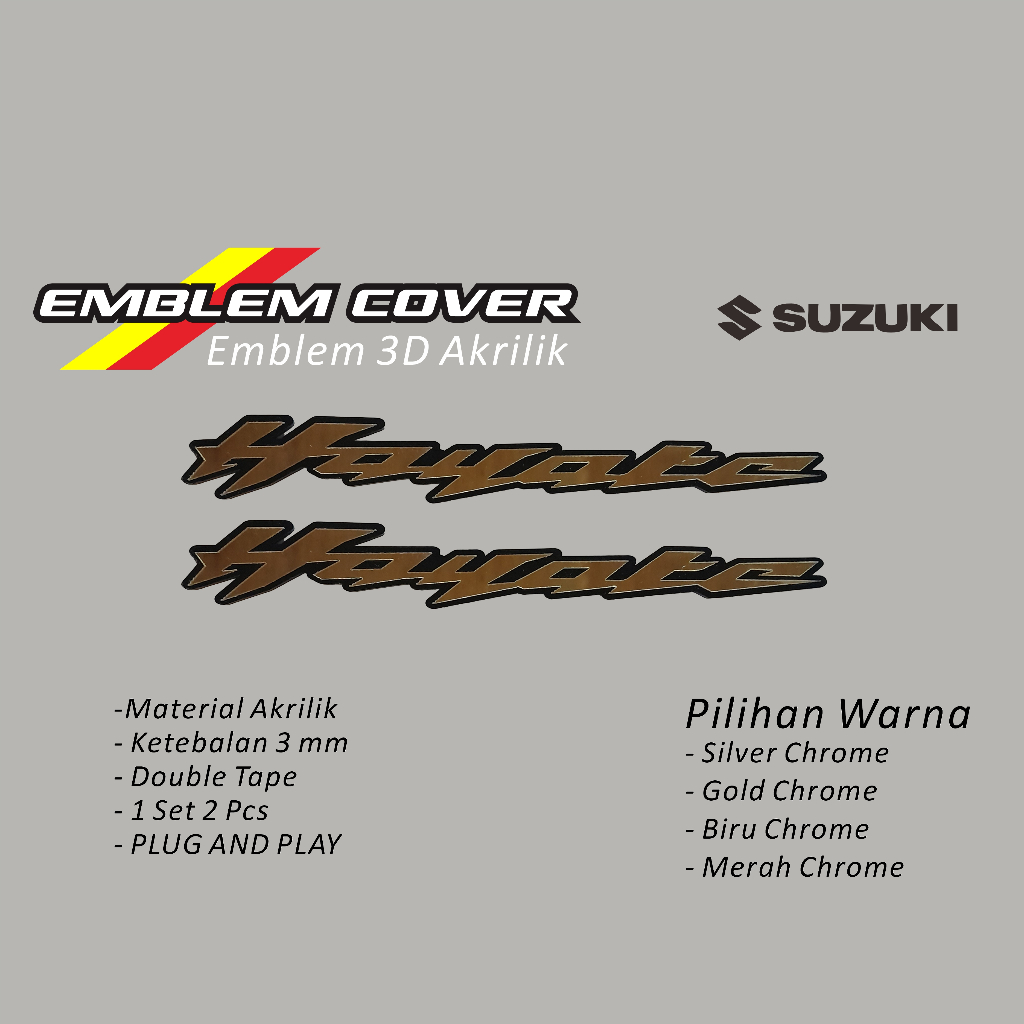 emblem 3d suzuki hayate sepasang stiker akrilik hayate stiker body hayate striping hayate