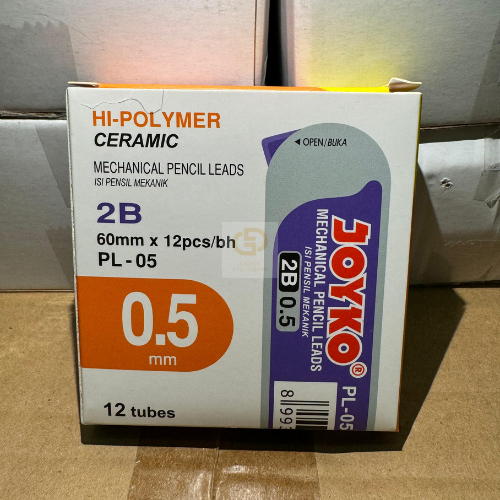 

(1 LUSIN / 12 TUBE) Pencil Lead Isi Pensil Mekanik Joyko PL-05 2B 0.5 mm