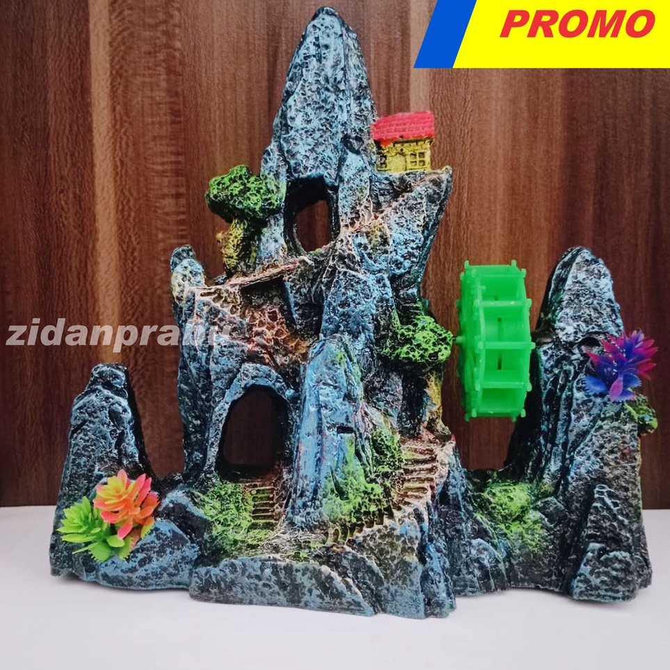 Baru Hemat Hiasan aquarium fiber tebing kincir besar