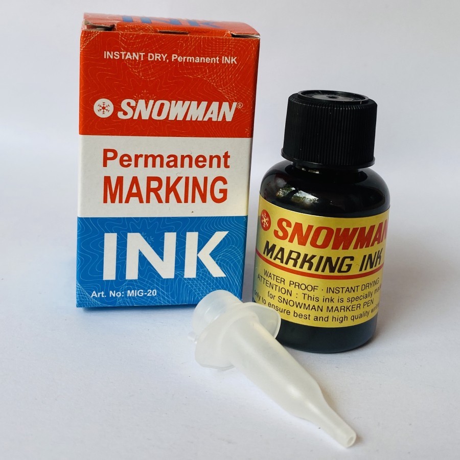 

Snowman Refill Isi Tinta Permanent Marker HITAM / Snowman Permanent Marking Ink MIG-20 HITAM