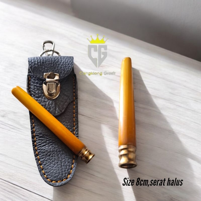 Once pipa sari gading thailand ring alfaka+ sarung kulit asli 8/9 cm