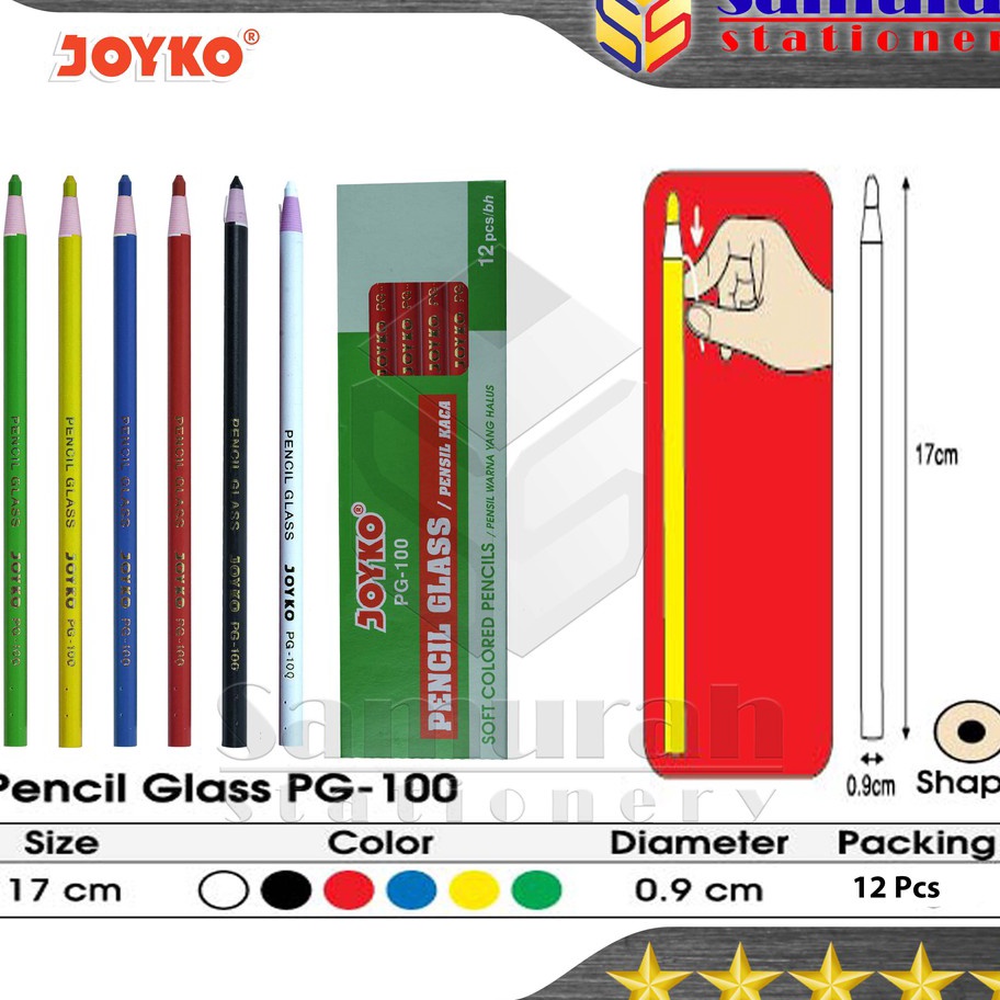 

LARIS ABIEZZ Pensil Kaca Warna PG1 Pencil Glass Dermatograph PG 1 Hitam Biru Tua Hitam Hijau Kuning Merah
