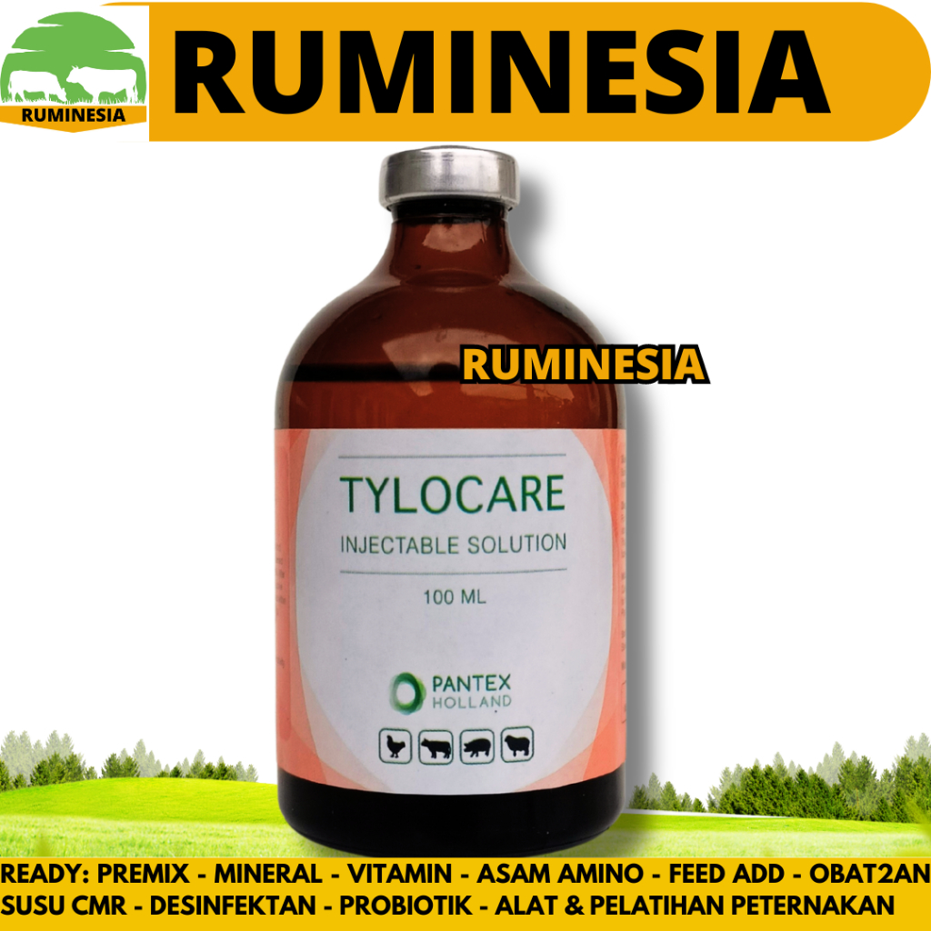 TYLOCARE 100ML PANTEX HOLLAND - Tylosin Obat Antibiotik Pernafasan Hewan Ternak Sapi Kambing Babi An