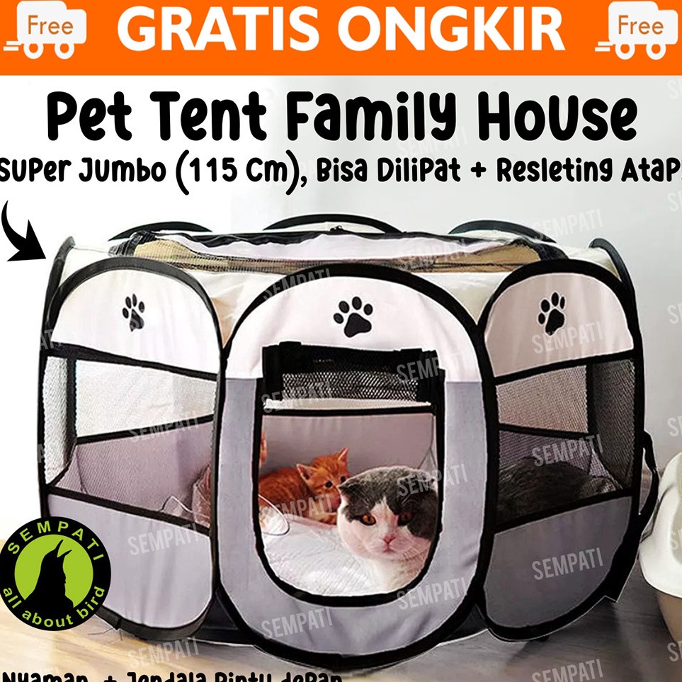 Paket Meriah Kandang Lipat Tenda Kucing Anjing Cat Dog Kitten Adult Anabul Puppy Kandang Tenda Kucin