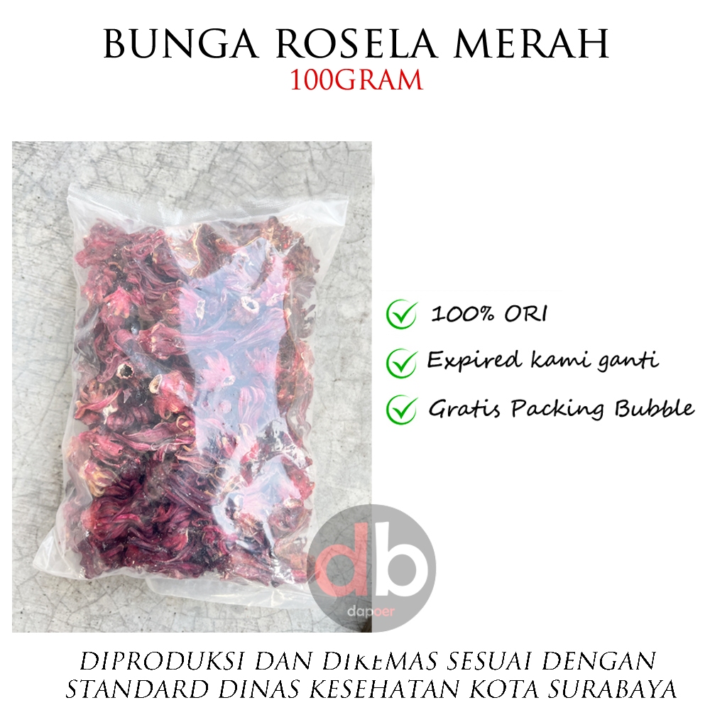 

Rosella Merah 100gram Teh Bunga Rosela