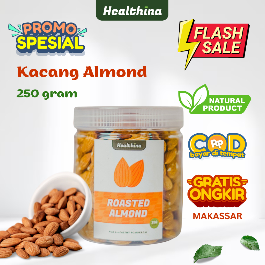 

Roasted Almond Panggang Kupas 250 gr Kacang Almond Kupas Panggang Premium JSR | COD Makassar