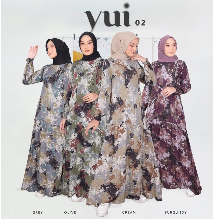 GAMIS ETHICA YUI 02 BAHAN RAYON MOTIF MODEL BAJU MUSLIM WANITA GAMIS DAILY BUSUI FRIENDLY KEKINIAN