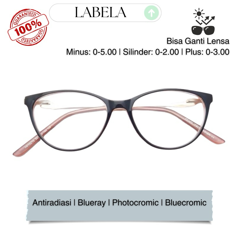Labela - Kacamata Anti Radiasi Cat Eye 19215 + Gratis Ganti Lensa Blueray Frame Minus Kacamata Norma