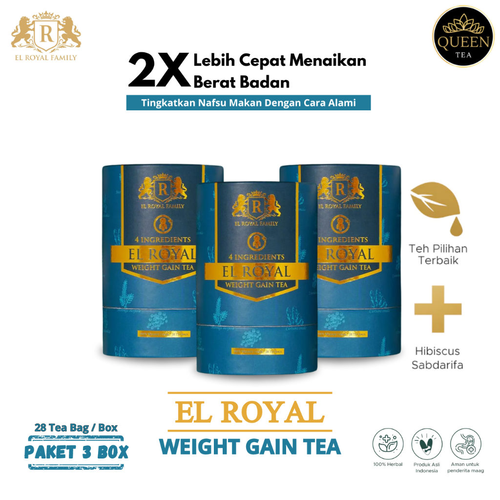 

Paket 3 Pack Murah El Royal Weight Gain Tea Teh Celup Herbal Alami Membantu Menambah Nafsu Makan