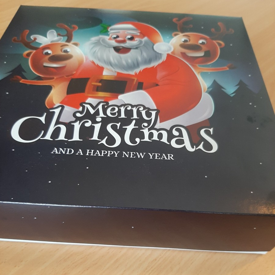 

Kotak Packaging Kue Natal Ukuran 25x25x7 Cm Dus Santa Merry Christmas