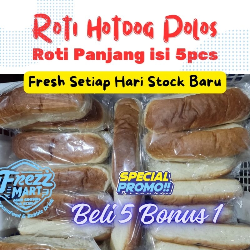 

5Pcs Roti Hotdog Panjang Fresh Polos utk Usaha Jualan Kuliner Roti Bakar.