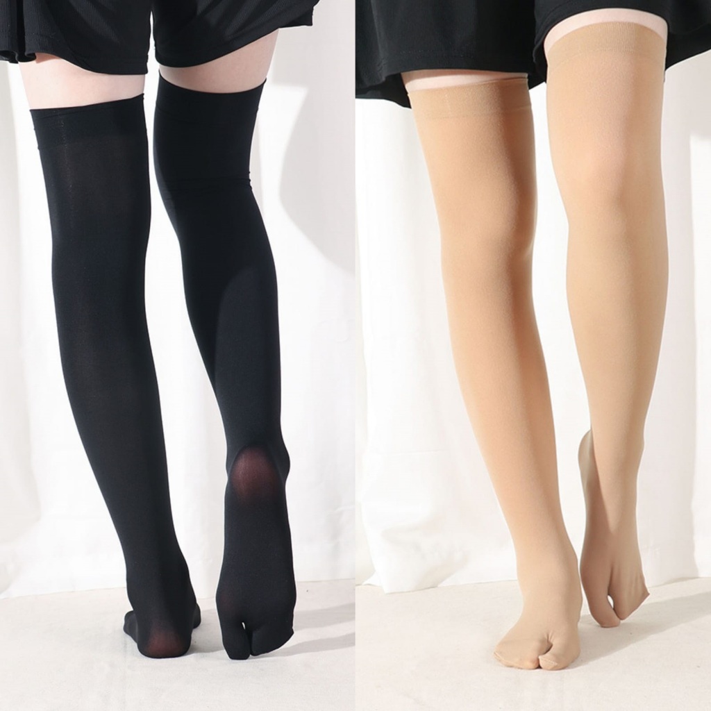 ITBEL - Kaos Kaki Stocking Jempol Wanita Sepaha Warna Kulit Kaki Tebal Semi Transparan Stoking Paha 