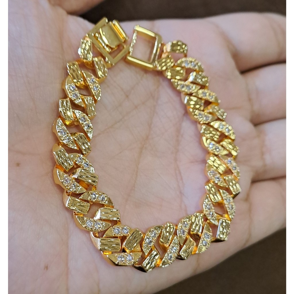 Gelang Rantai Medan Premium Kristal Titanium Emas 22K