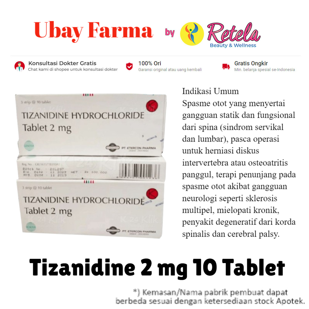 Tizanidine 2 mg 10 Tablet
