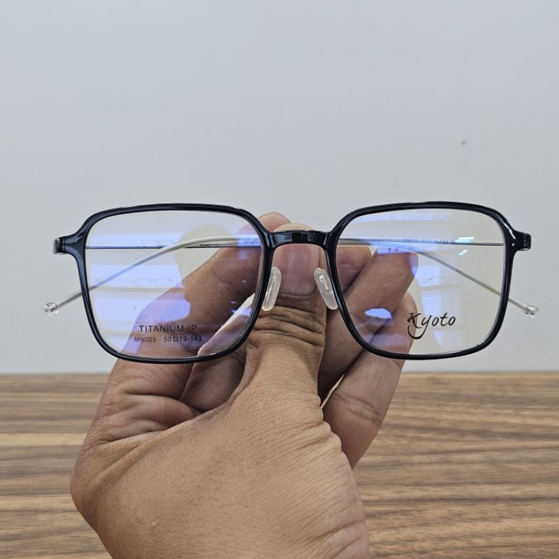frame kacamata pria wanita kotak titanium kyoto original M9005 hitam abu