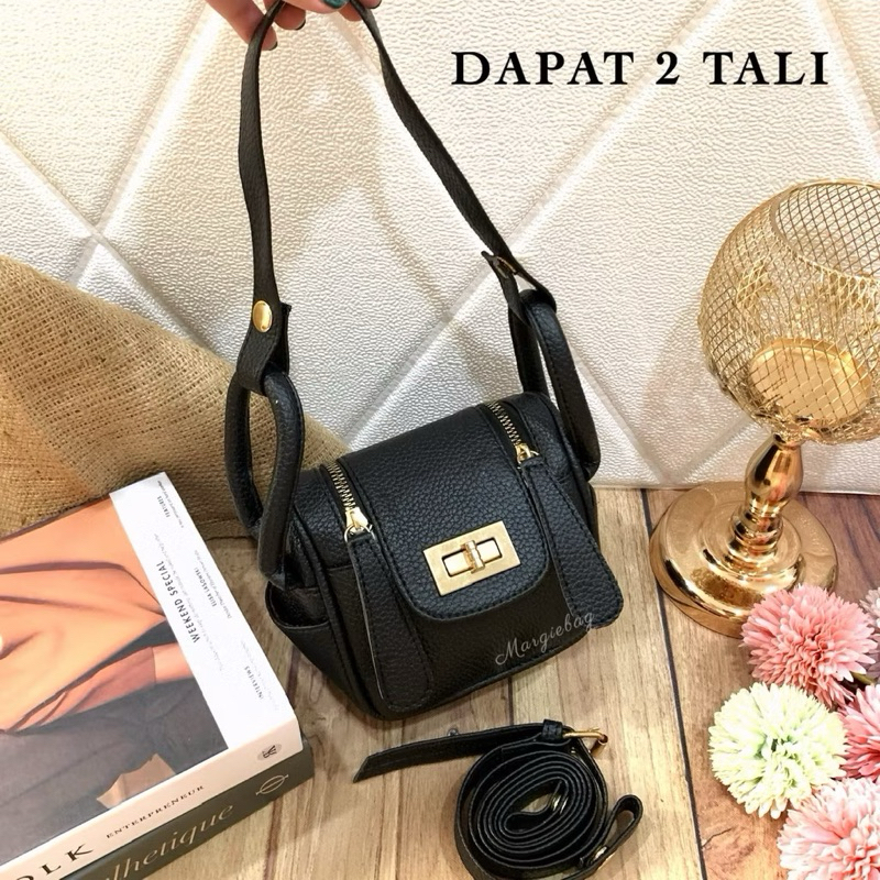 MARIONE - PAPIRUT Tas Wanita Terbaru Kekinian DAPAT 2 TALI tas selempang wanita Kulit Jeruk Sintetis