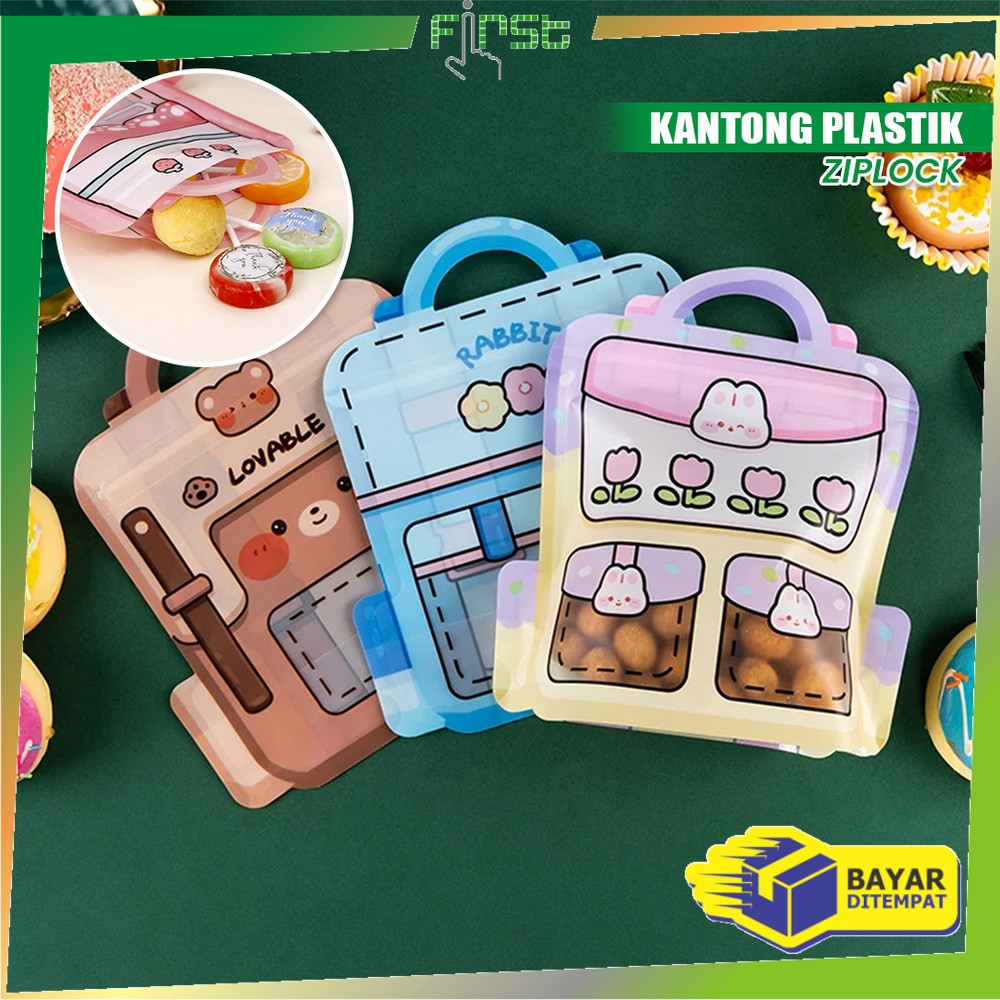 

FH-C1095 Kantong Plastik Ziplock Tas Sekolah Bingkisan Ultah / Klip Souvenir Goodie Bag Kecil Zip Lock / Hampers Plastik Snack Biskuit