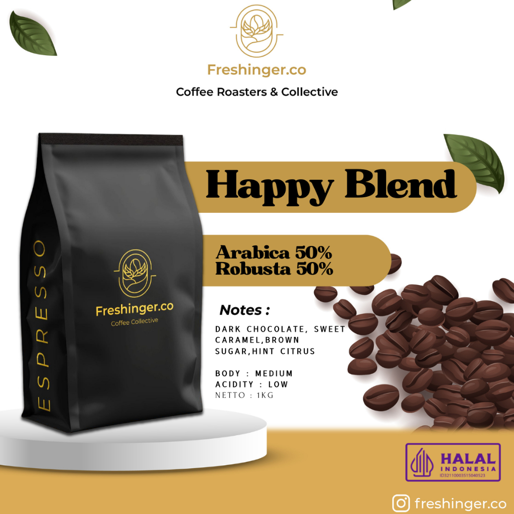 

HAPPY BLEND HOUSE BLEND ESPRESSO Arabika 50% Robusta 50% 1kg