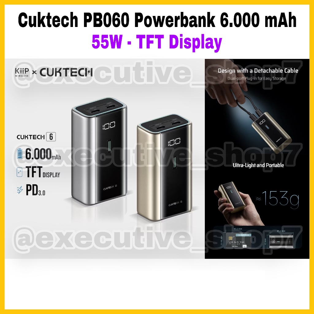 Cuktech PB060 Powerbank 6.000 mAh - 55W - TFT Display