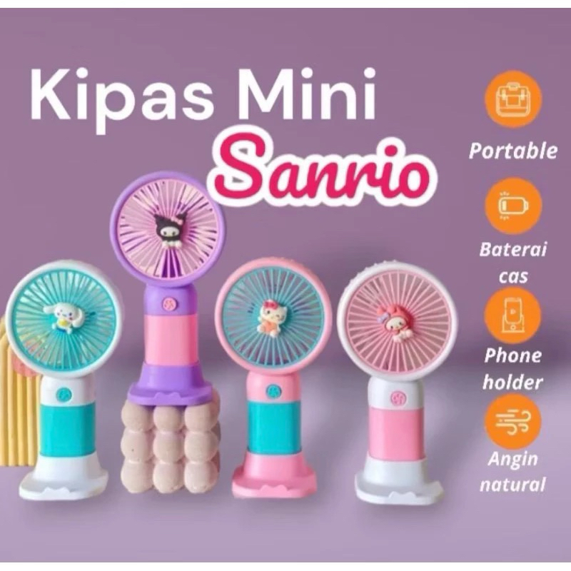 Kipas Mini Sanrio USB Kipas Genggam Karakter Sanrio Kipas Angin Portable Mini USB Kipas Anak Anak Ka
