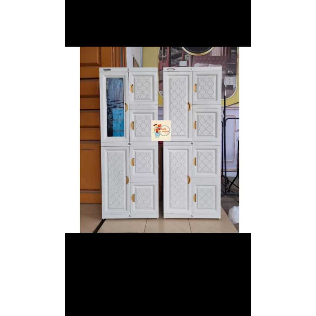 Napolly Lemari Plastik 4 Tingkat Putih Polos - Lemari Anak Kost - Lemari Murah - Medan