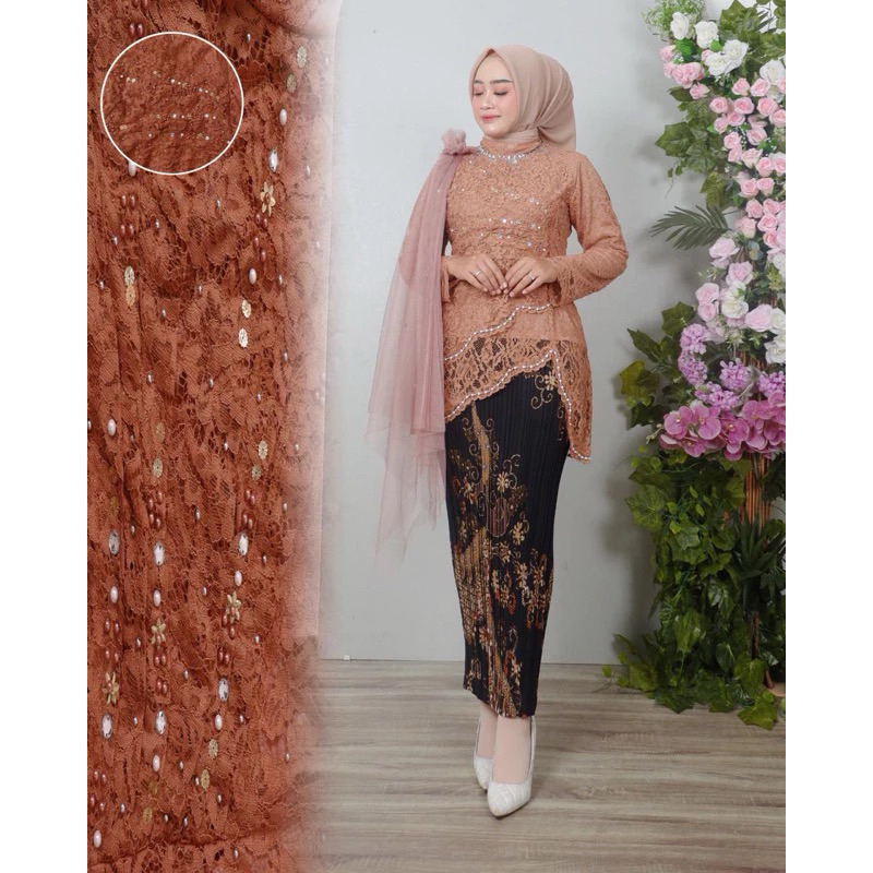 SETELAN KEBAYA SLENDANG SELENA BROKAT HIJAB SET KEBAYA PESTA KEBAYA TUNANGAN MODERN