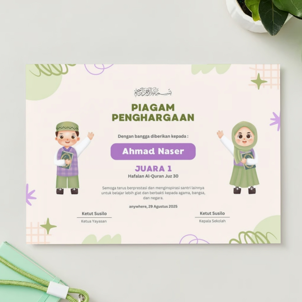 

jasa cetak piagam penghargaan sertikat a4