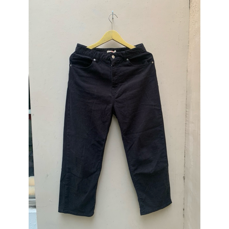 celana jeans spao hitam pekat panjang size fit 28-31 second bekas preloved thrift murah